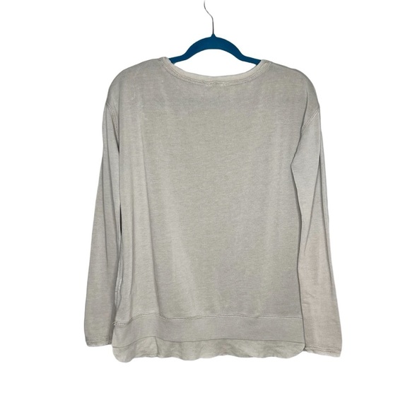 Aeropostale Gray Rose Print Thermal Trim Pullover Sweatshirt - Picture 5 of 12